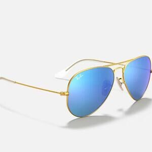 New Ray-Ban Sunglasses 3025 F-Gold L-Ice Blue T-135 58mm Italy
